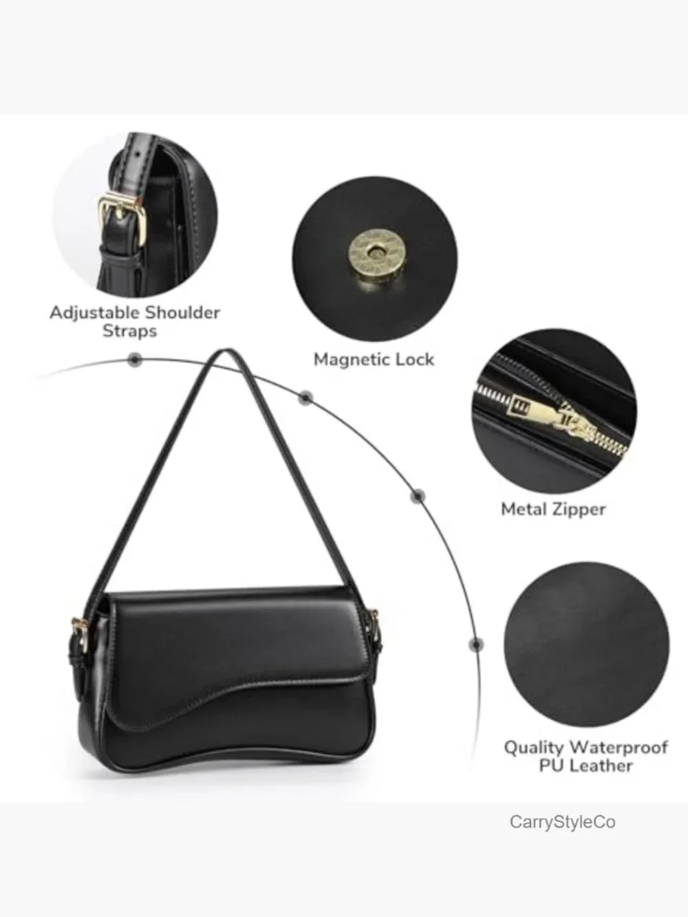 Shoulder Crossbody Bag with 2 Straps Hobo Saddle Purse Y2K